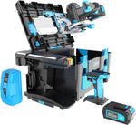 Load image into Gallery viewer, POWER8 Create Plus - 20V Cordless Power Tool Combo Kit: Drill/Driver, Circular Saw, Jigsaw, Work Light &amp; Armored Case with Benchtop Functions (battery and charger dock included)
